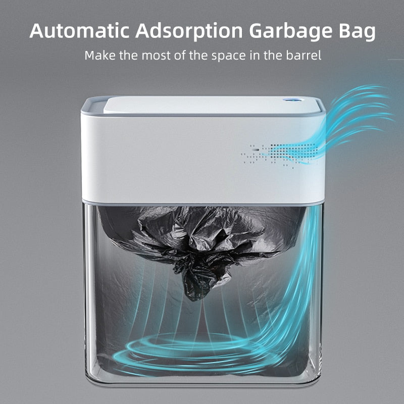 14L Smart Bathroom Garbage Can with Automatic Bagging