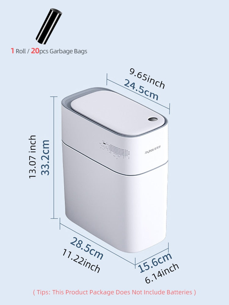 14L Smart Bathroom Garbage Can with Automatic Bagging