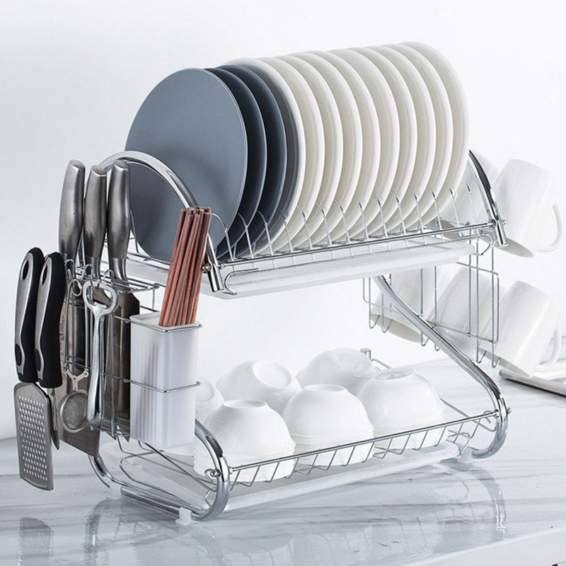 2-Tier Stainless Steel Dish Drying Rack