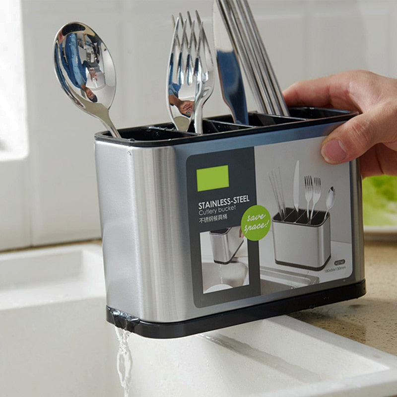 Stainless Steel Cutlery and Utensil Holder